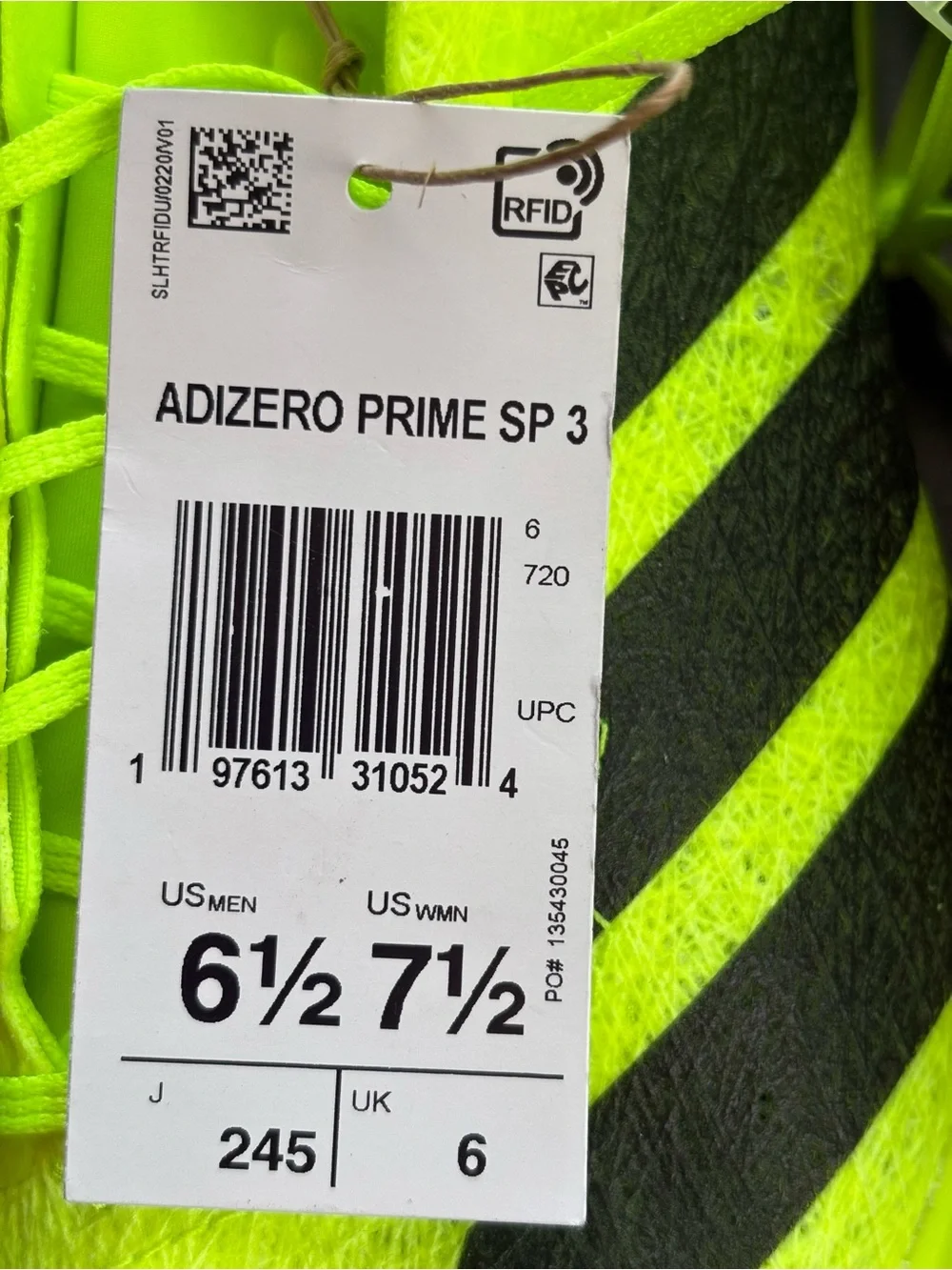 Adidas Adizero Prime SP 3 Strung Track Field Spikes Running Sprint Shoes neon